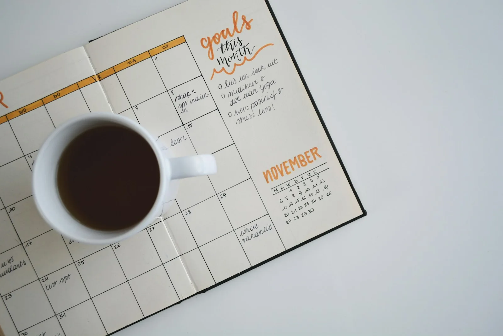 Notebook and stationery for organising tasks